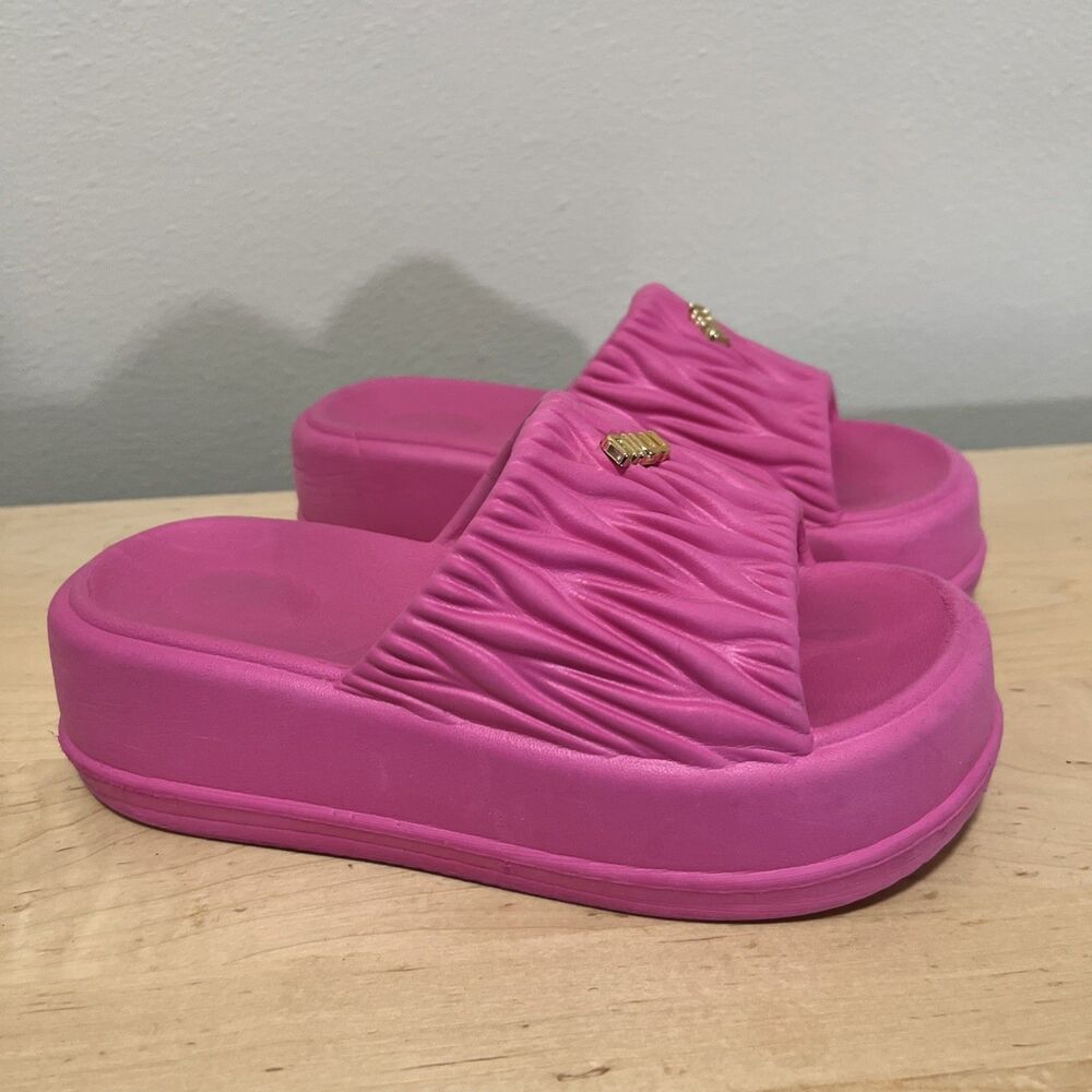 Pink Platform Slide Sandals Coquette Kawaii